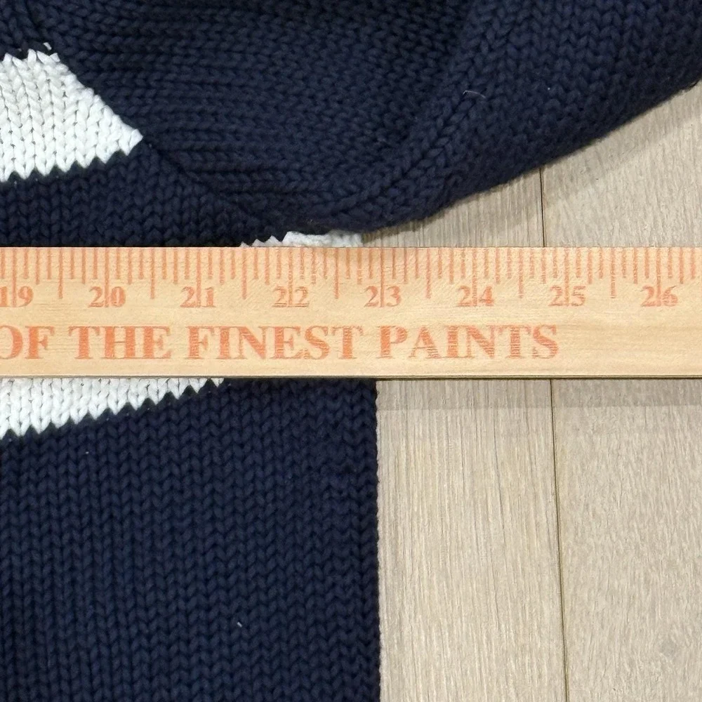 Vintage 90's Polo Ralph Lauren  Knit Nautical Fisherman Cardigan Navy Stripe LG
